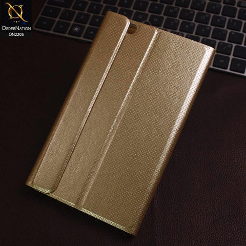 Huawei MediaPad T3 7.0 Cover - Golden - Dotted Leather Texture Smart Book Foldable Case