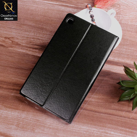 Samsung Galaxy Tab A7 Lite Cover - Black - Dotted Leather Texture Smart Book Foldable Case