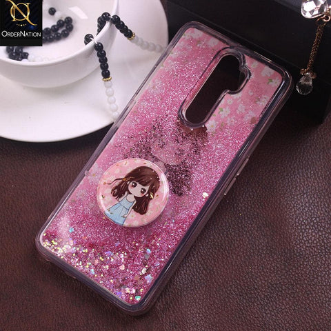 Oppo A9 2020 - Design 8 - New Elegant Liquid Glitter Soft Borders Case With  Holder