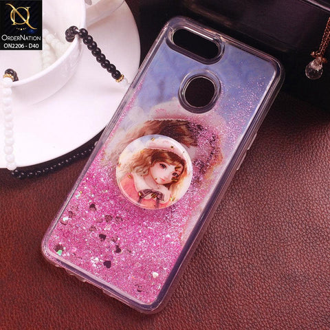 Oppo F9 / F9 Pro Cover - Design 40 - New Elegant Liquid Glitter Soft Borders Case With  Holder