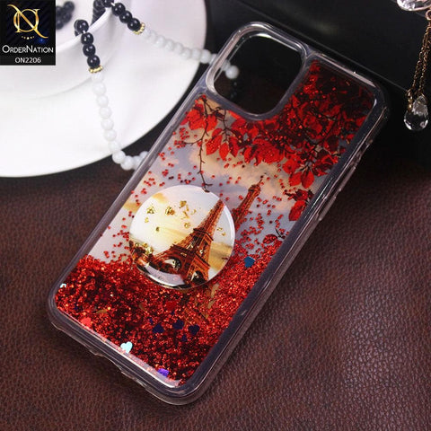 iPhone 11 Pro - Design 10 - New Elegant Liquid Glitter Soft Borders Case With  Holder