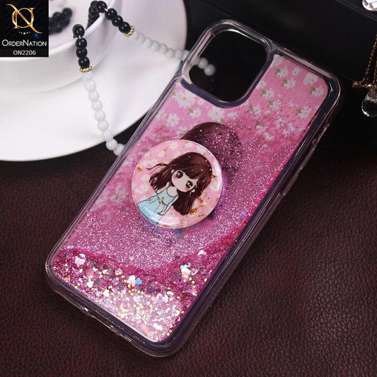 iPhone 11 Pro - Design 8 - New Elegant Liquid Glitter Soft Borders Case With  Holder