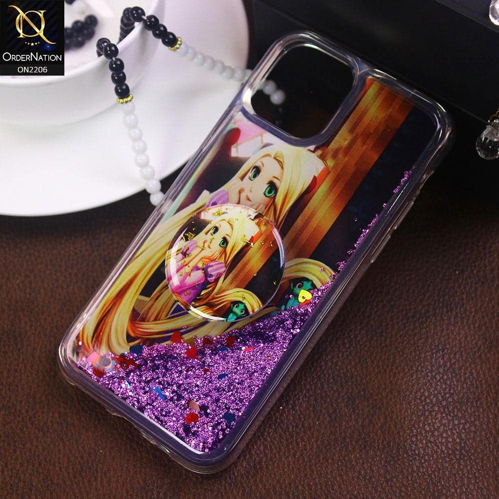 iPhone 11 Pro - Design 9 - New Elegant Liquid Glitter Soft Borders Case With  Holder