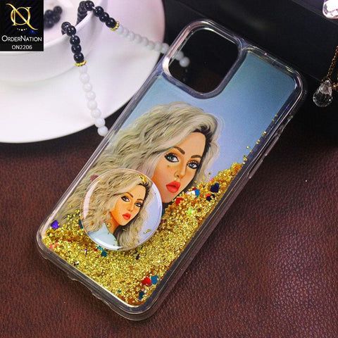 iPhone 11 Pro Max - Design 7 - New Elegant Liquid Glitter Soft Borders Case With  Holder