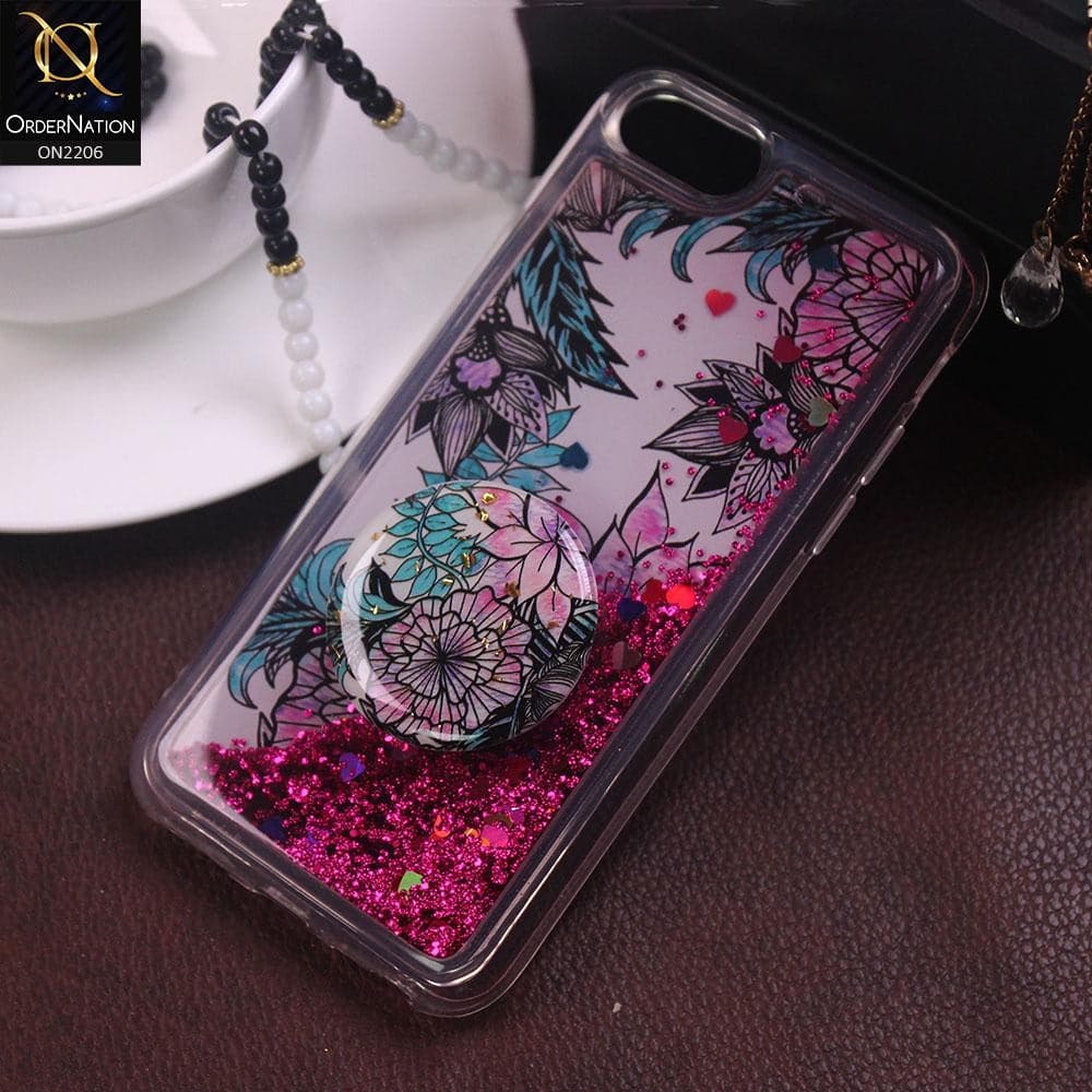 iPhone 8 / 7 - Design 6 - New Elegant Liquid Glitter Soft Borders Case With  Holder