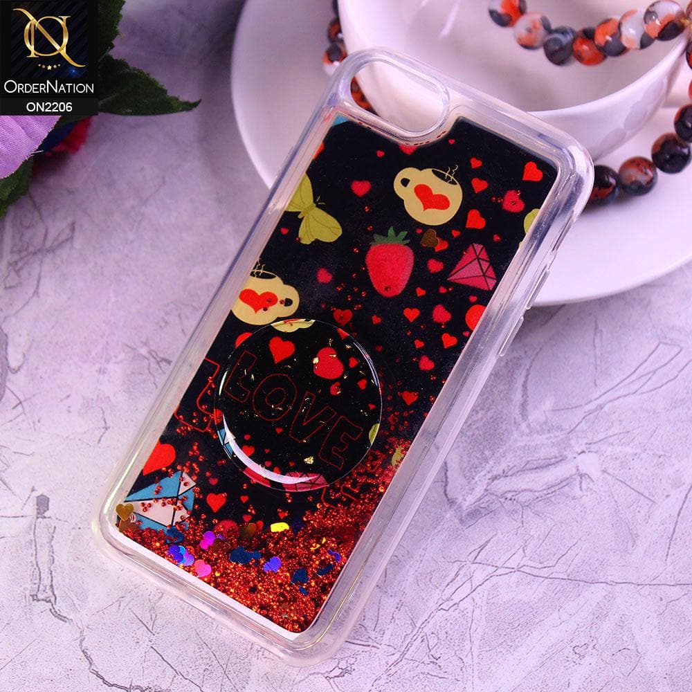 iPhone SE 2020 Cover - Design4 - New Elegant Liquid Glitter Soft Borders Case With  Holder