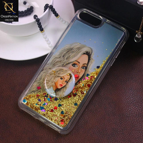 iPhone 8 Plus / 7 Plus - Design 7 - New Elegant Liquid Glitter Soft Borders Case With  Holder