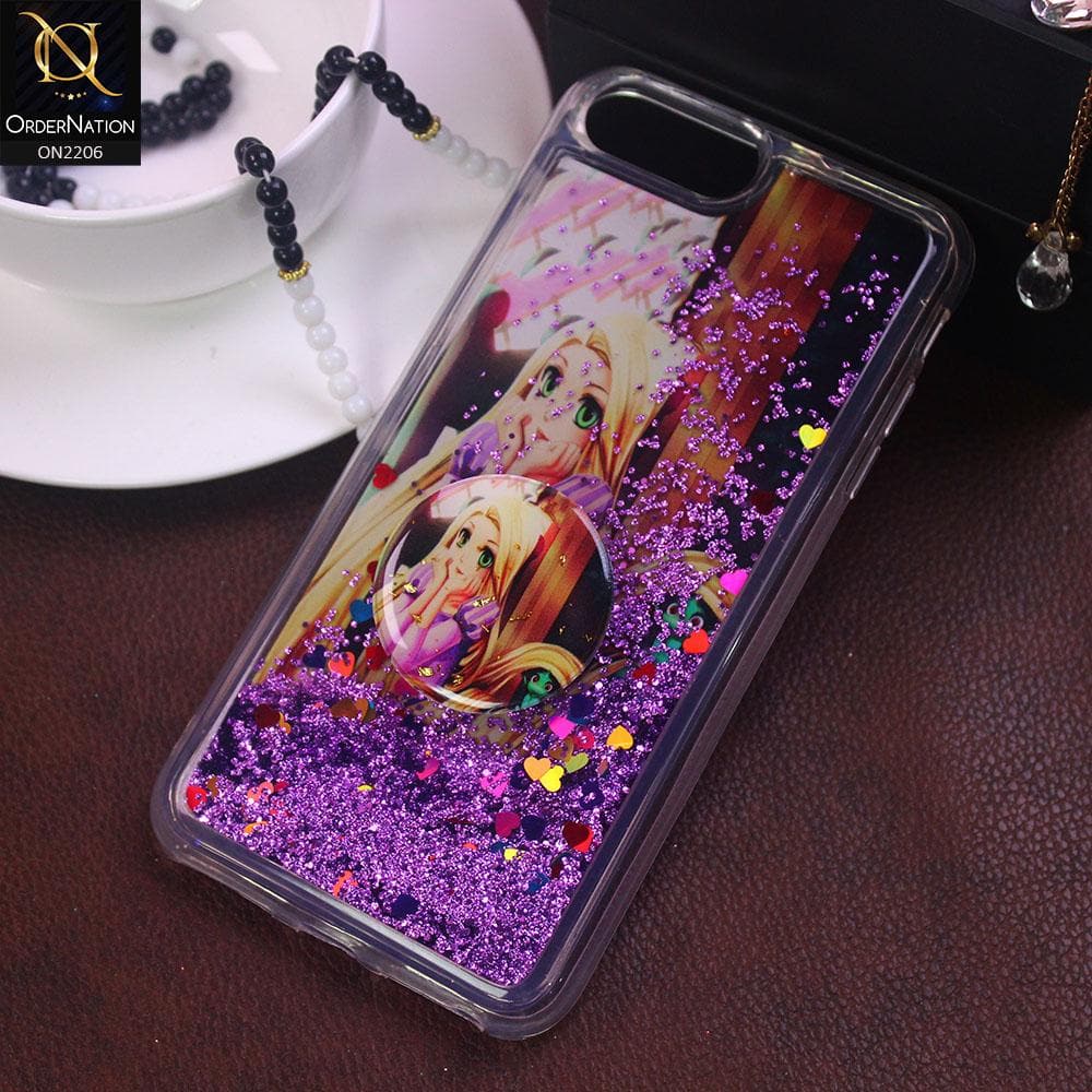 iPhone 8 Plus / 7 Plus - Design 9 - New Elegant Liquid Glitter Soft Borders Case With  Holder