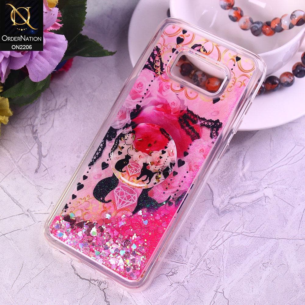 Samsung Galaxy S8 Plus Cover - Design48 - New Elegant Liquid Glitter Soft Borders Case With  Holder
