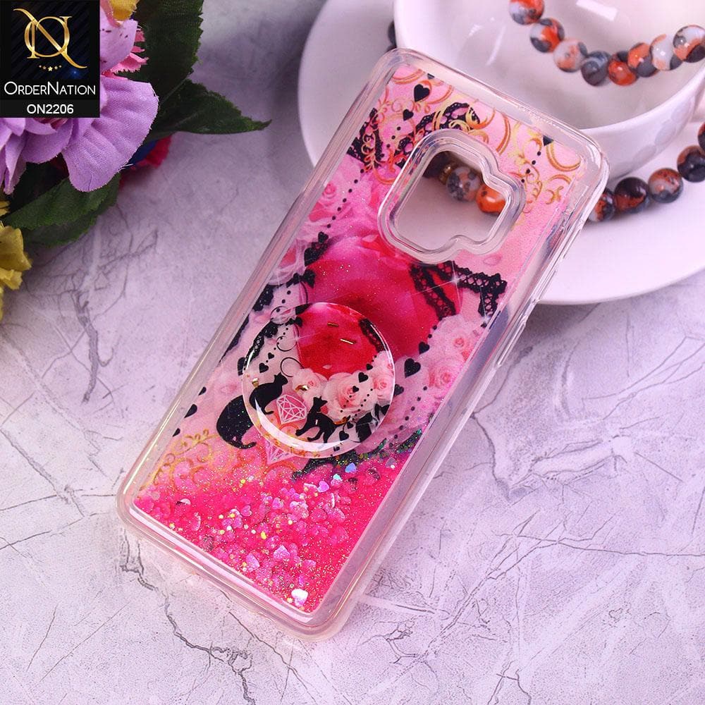 Samsung Galaxy S9 Cover - Design48 - New Elegant Liquid Glitter Soft Borders Case With  Holder