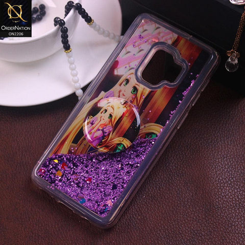 Samsung Galaxy S9 - Design 9 - New Elegant Liquid Glitter Soft Borders Case With  Holder