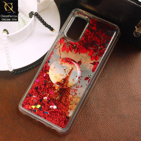 Vivo V17 Cover - Design 10 - New Elegant Liquid Glitter Soft Borders Case With  Holder
