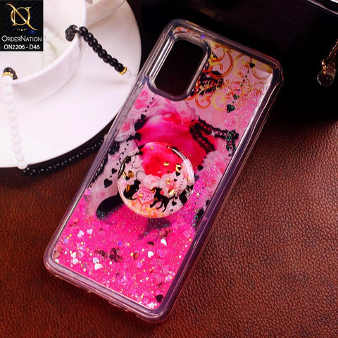 Vivo V17 Cover - Design 48 - New Elegant Liquid Glitter Soft Borders Case With  Holder