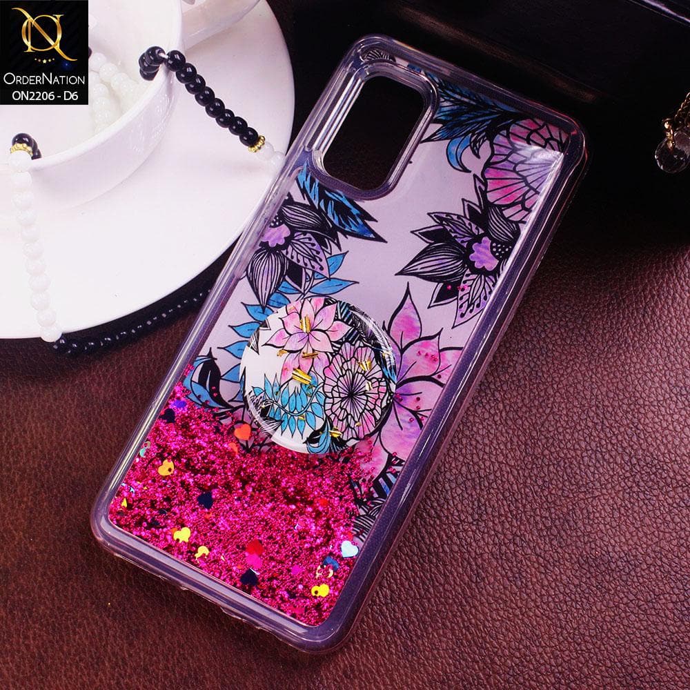 Vivo V17 Cover - Design 6 - New Elegant Liquid Glitter Soft Borders Case With  Holder