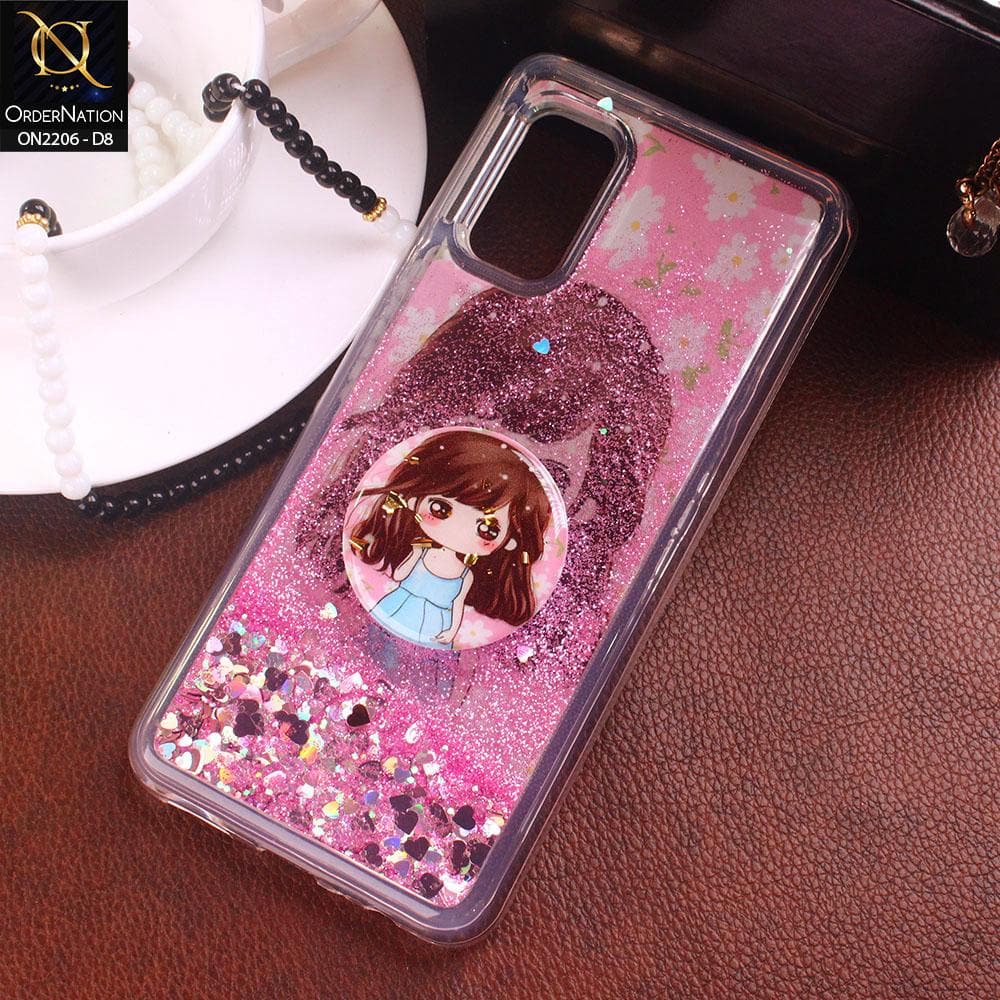 Vivo V19 Neo Cover - Design 8 - New Elegant Liquid Glitter Soft Borders Case With  Holder