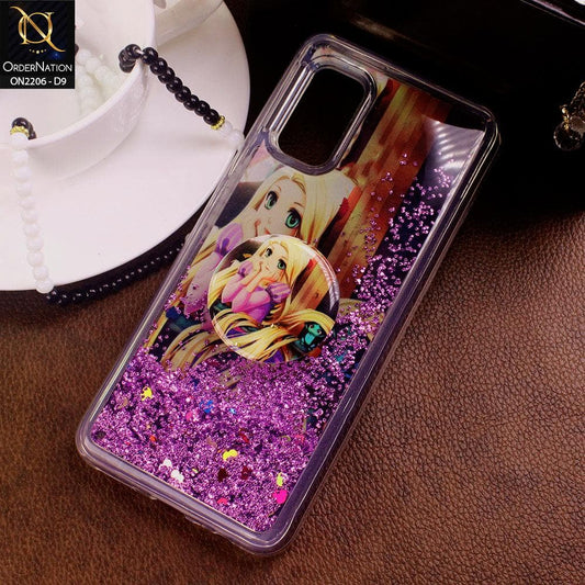 Vivo V19 Neo Cover - Design 9 - New Elegant Liquid Glitter Soft Borders Case With  Holder