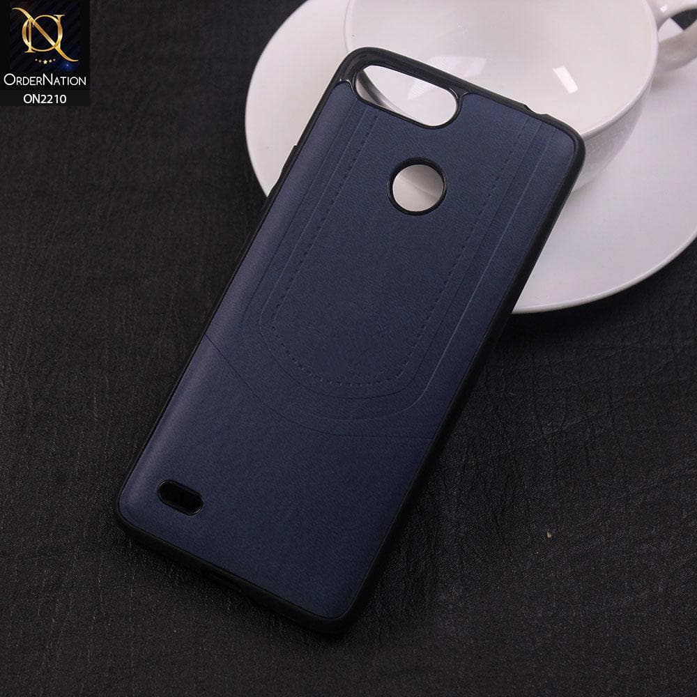 Tecno Pop 2 F Cover - Blue - New Soft Tpu Leather Texture Case