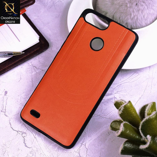 Tecno Pop 2 F Cover - Orange - New Soft Tpu Leather Texture Case