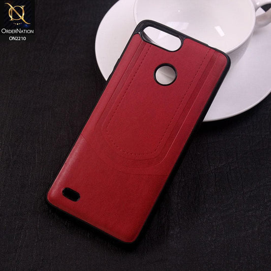 Tecno Pop 2 F Cover - Red - New Soft Tpu Leather Texture Case
