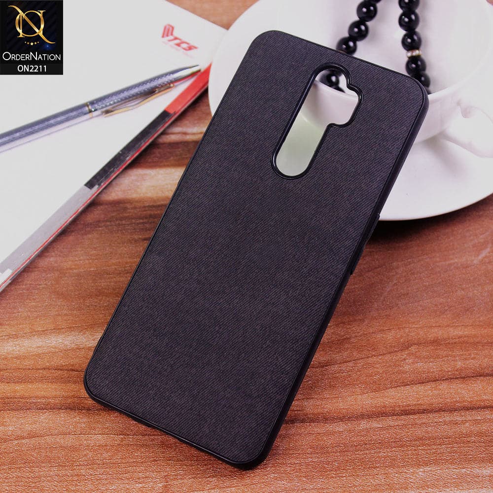 Oppo A9 2020 Cover - Black - Febric Leather Texture Soft Tpu Case