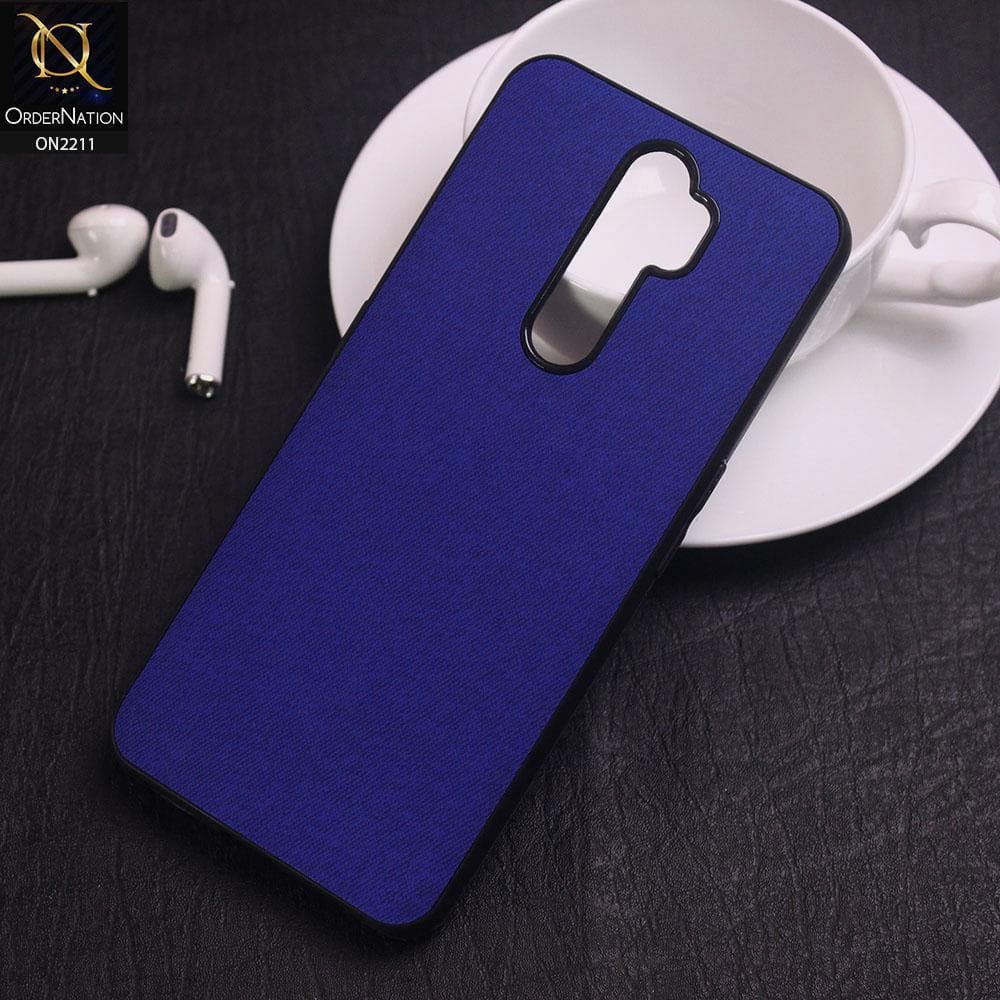 Oppo A9 2020 Cover - Blue - Febric Leather Texture Soft Tpu Case
