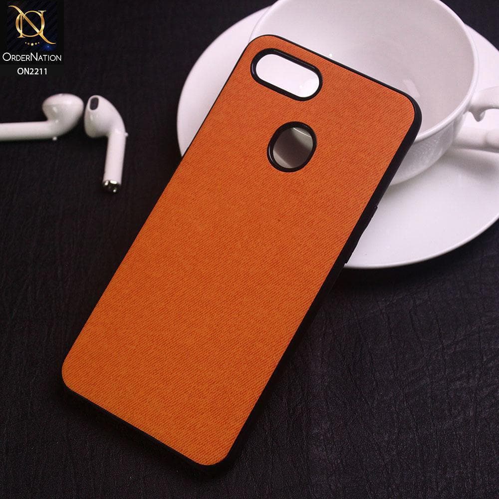 Oppo F9 / F9 Pro Cover - Orange - Febric Leather Texture Soft Tpu Case
