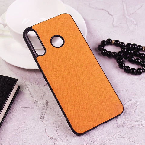Infinix Hot 8 Cover - Orange - Febric Leather Texture Soft Tpu Case