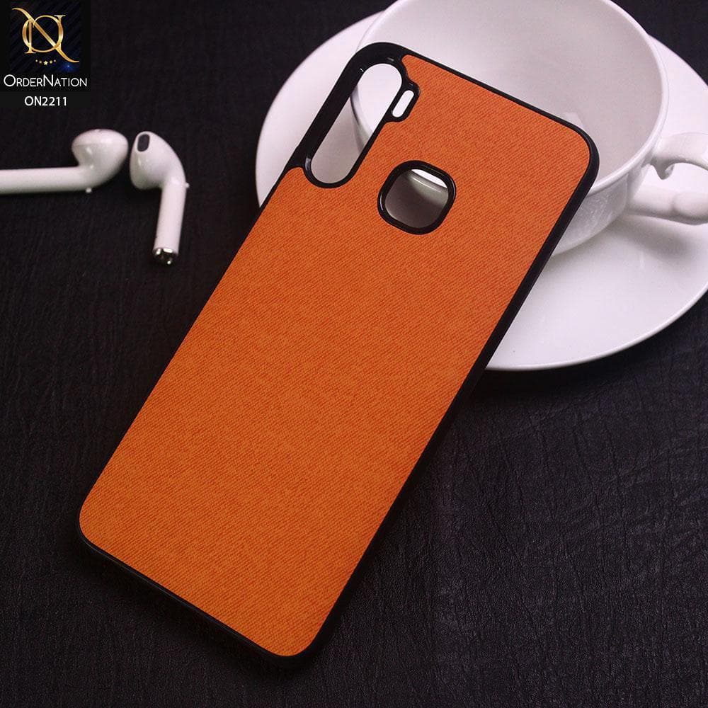 Infinix S5 Lite Cover - Orange - Febric Leather Texture Soft Tpu Case