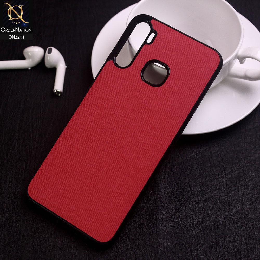 Infinix S5 Lite Cover - Red - Febric Leather Texture Soft Tpu Case