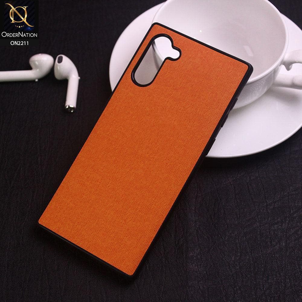 Samsung Galaxy Note 10 Cover - Orange - Febric Leather Texture Soft Tpu Case