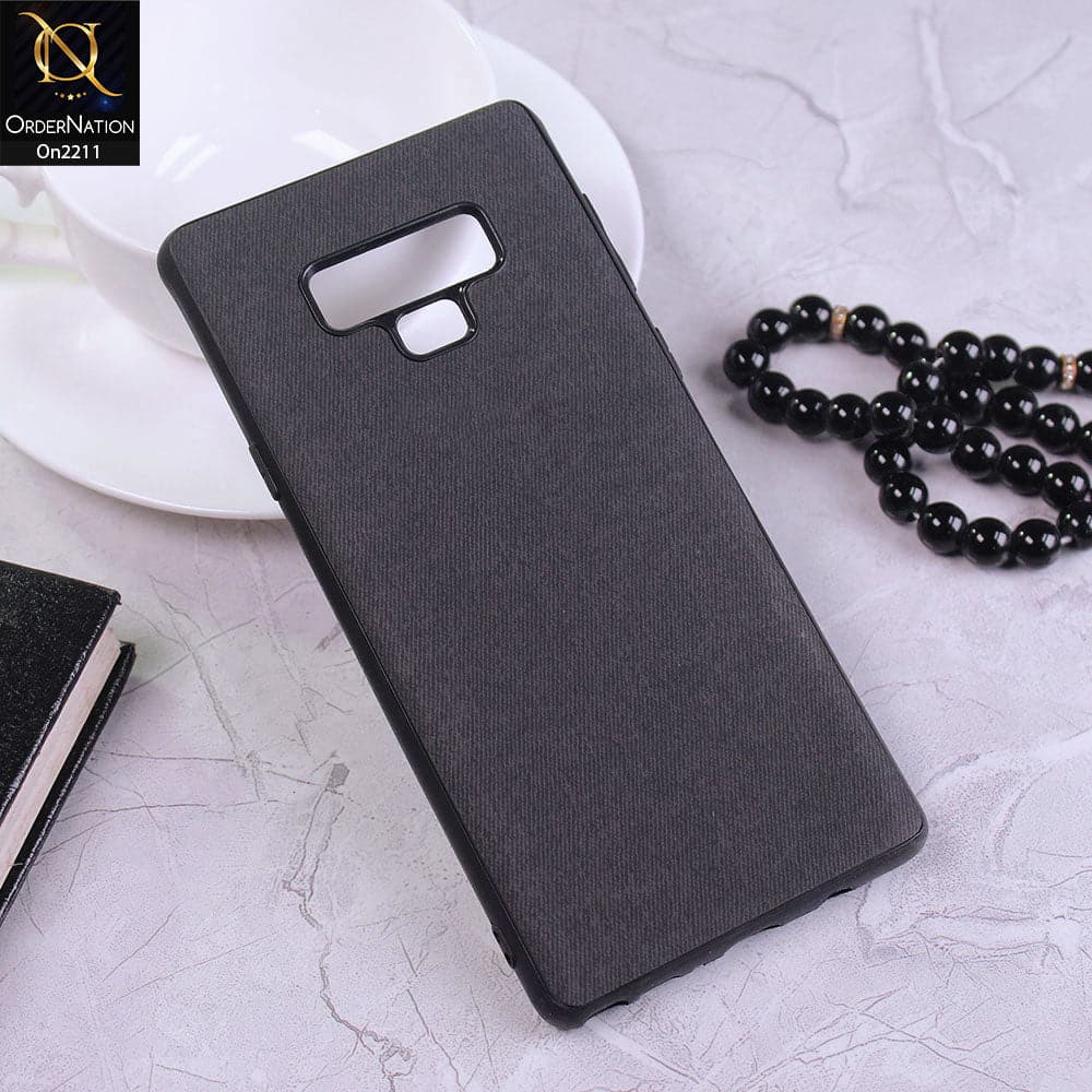 Samsung Galaxy Note 9 Cover - Black - Febric Leather Texture Soft Tpu Case