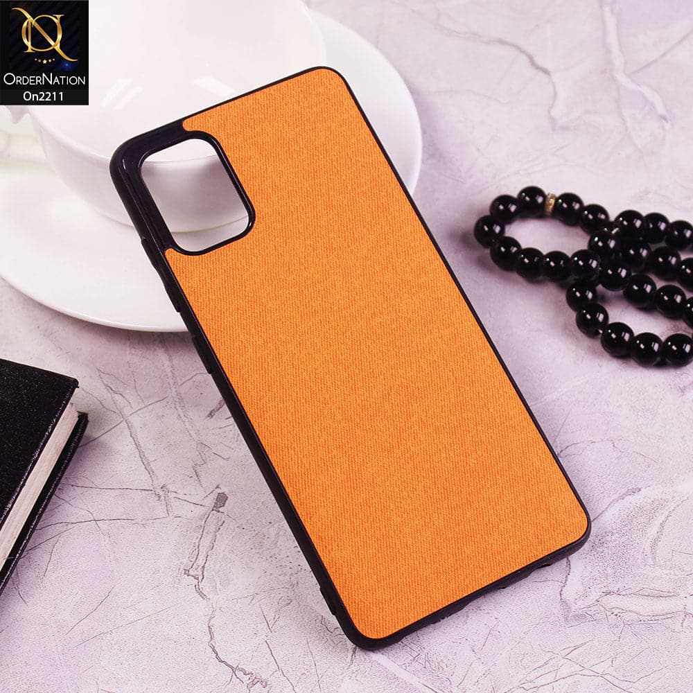 Samsung Galaxy A51 Cover - Orange - Febric Leather Texture Soft Tpu Case