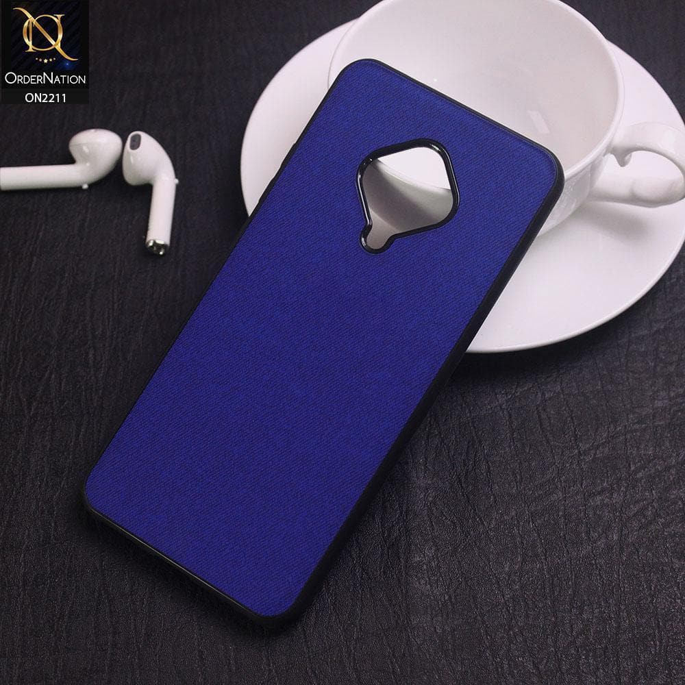 Vivo S1 Pro Cover - Blue - Febric Leather Texture Soft Tpu Case