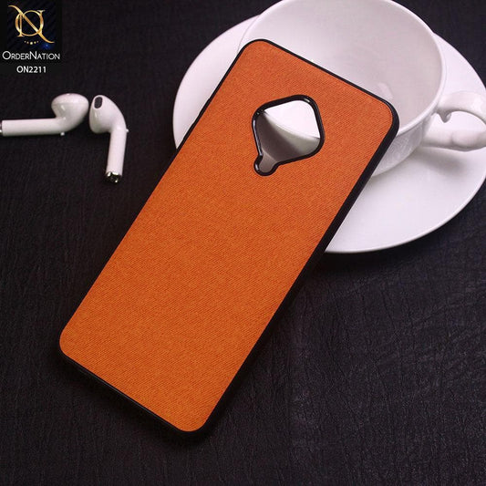 Vivo S1 Pro Cover - Orange - Febric Leather Texture Soft Tpu Case