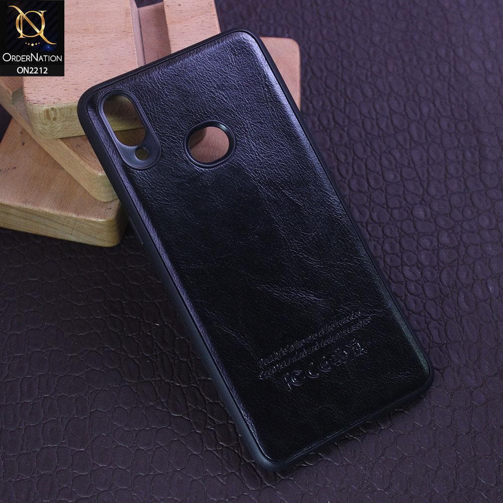 Samsung Galaxy A10s Cover - Black - Leather Texture Soft TPU Case
