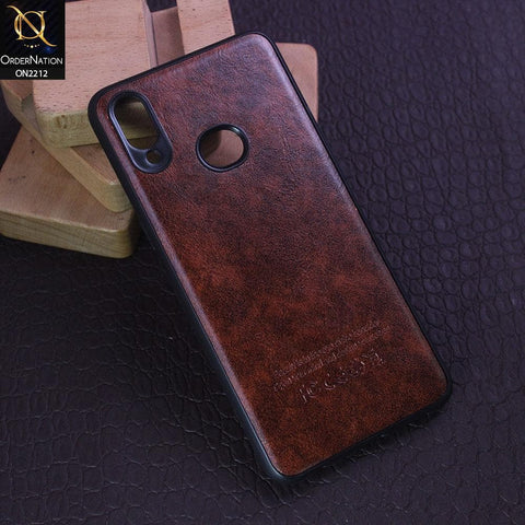 Samsung Galaxy A10s Cover - Light Brown - Leather Texture Soft TPU Case