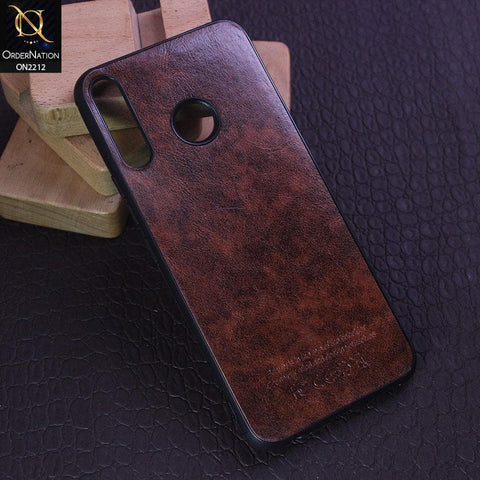 Tecno Camon 12 Cover - Light Brown - Leather Texture Soft TPU Case