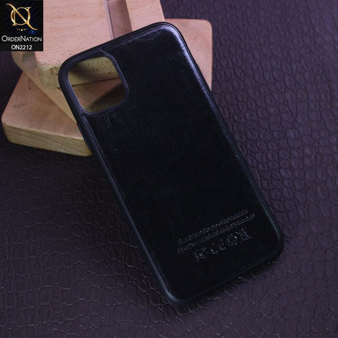 iPhone 11 Pro Max Cover - Black - Leather Texture Soft TPU Case