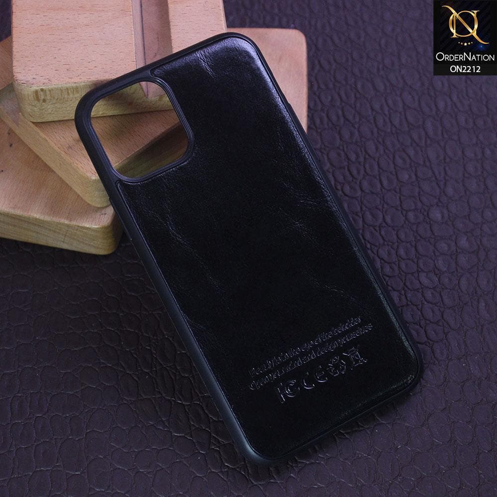 iPhone 11 Pro Cover - Black - Leather Texture Soft TPU Case