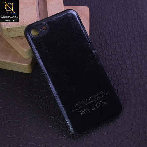 iPhone SE 2020 Cover - Black - Leather Texture Soft TPU Case