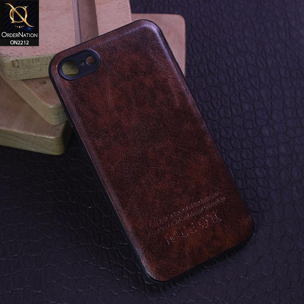 iPhone 8 / 7 Cover - Light Brown - Leather Texture Soft TPU Case