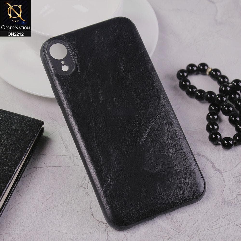 iPhone XR Cover - Black - Leather Texture Soft TPU Case