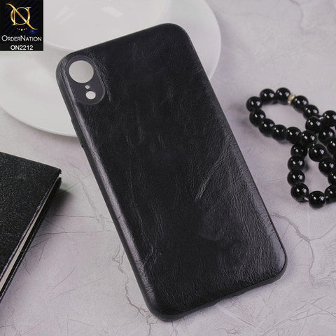 iPhone XR Cover - Black - Leather Texture Soft TPU Case