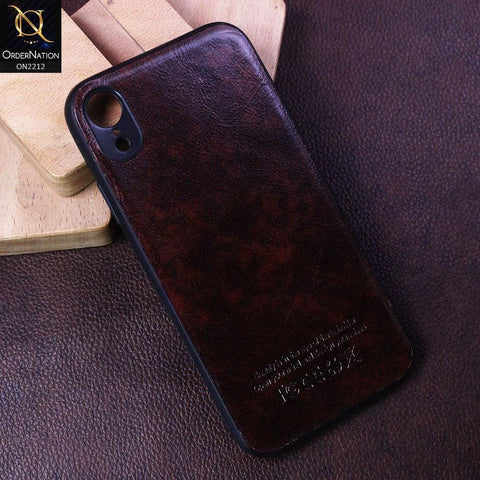 iPhone XR Cover - Dark Brown - Leather Texture Soft TPU Case