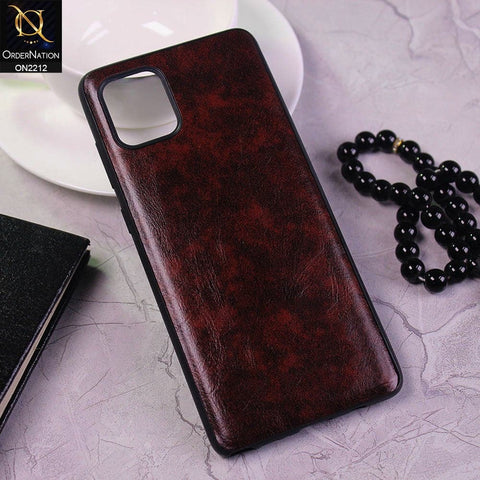 Samsung Galaxy Note 10 Lite Cover - Dark Brown - Leather Texture Soft TPU Case
