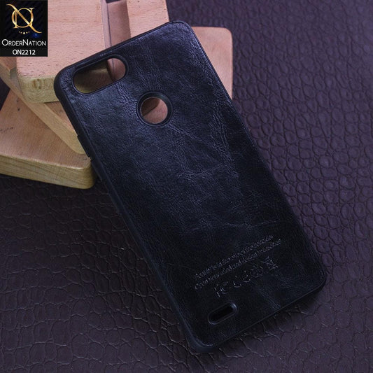 Tecno Pop 2 F Cover - Black - Leather Texture Soft TPU Case