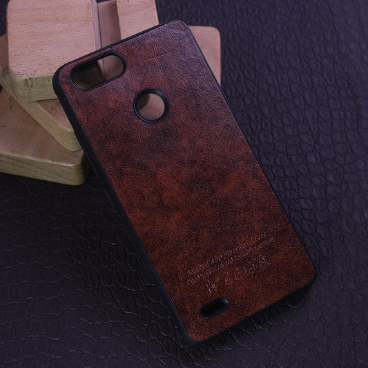 Tecno Pop 2 F Cover - Light Brown - Leather Texture Soft TPU Case