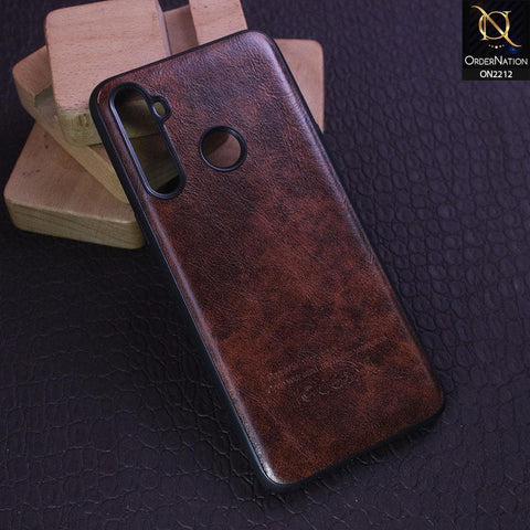 Realme 5s Cover - Light Brown - Leather Texture Soft TPU Case