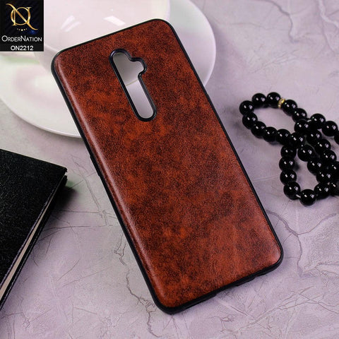 Oppo Reno 2F Cover - Light Brown - Leather Texture Soft TPU Case