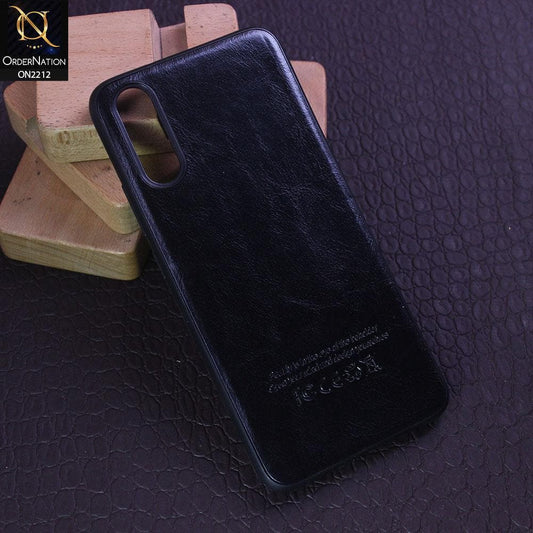 Vivo S1 Cover - Black - Leather Texture Soft TPU Case